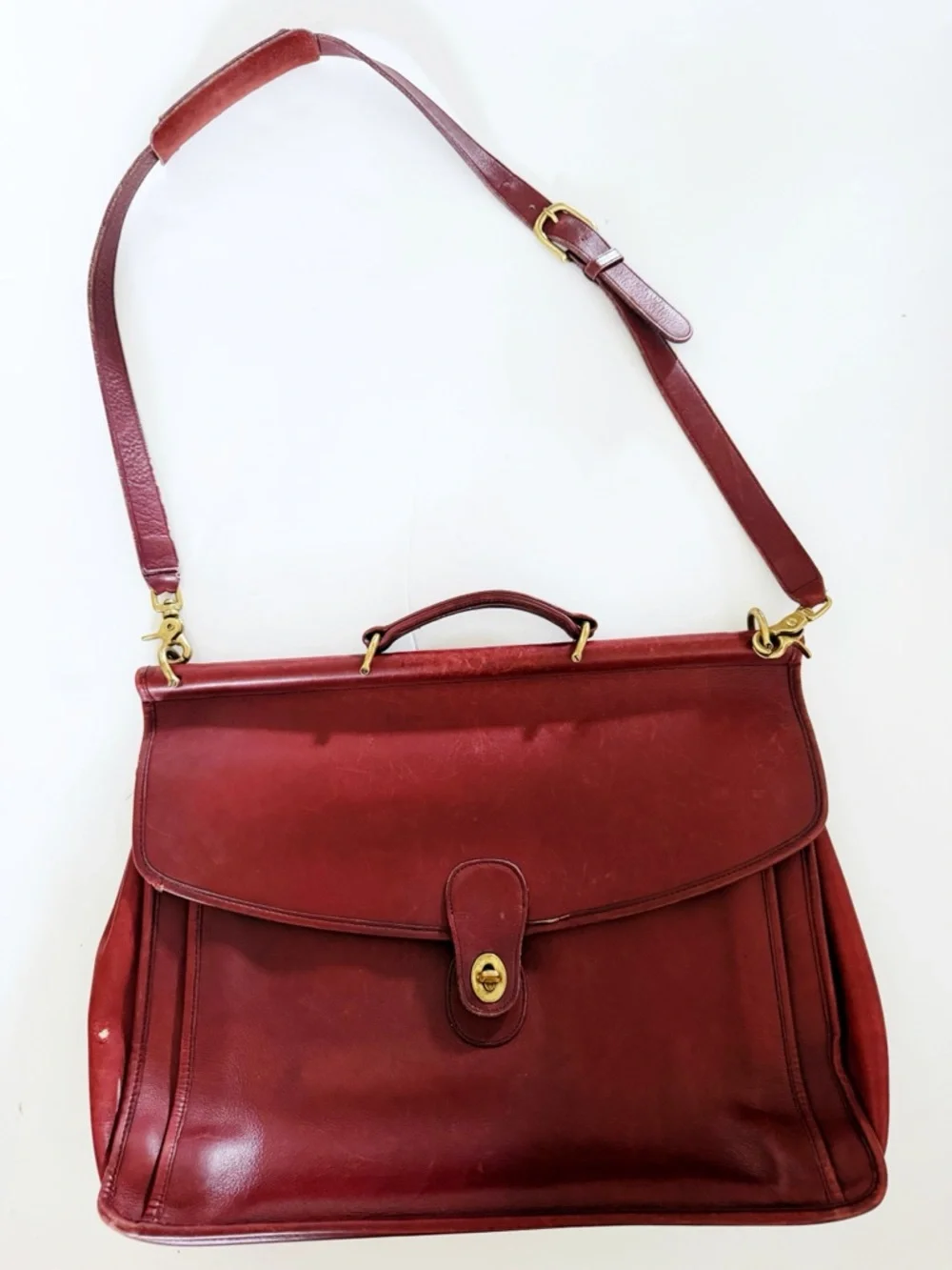 Vtg Coach Classic Flap Briefcase Style 1512-323 (US late 80s/early 90s) Mahogany